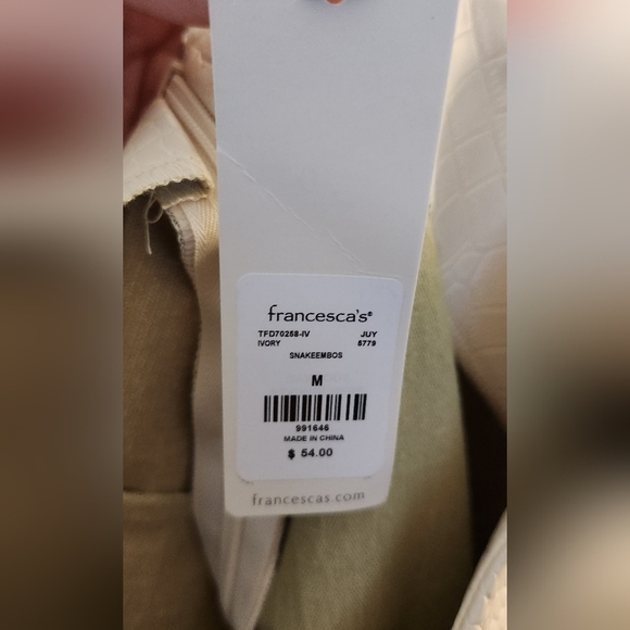 Mi Ami Francesca's faux leather skirt ivory white nwt size medium snake skin - Picture 3 of 9